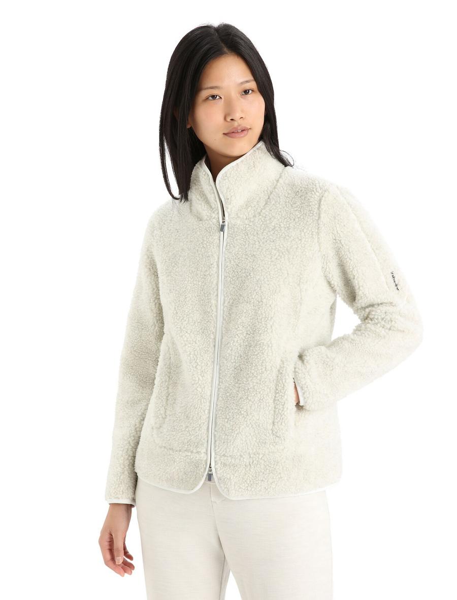 Icebreaker RealFleece™ Merino High Pile Long Sleeve Zip Naisten Huppari Valkoinen | FI 1663JPQJ